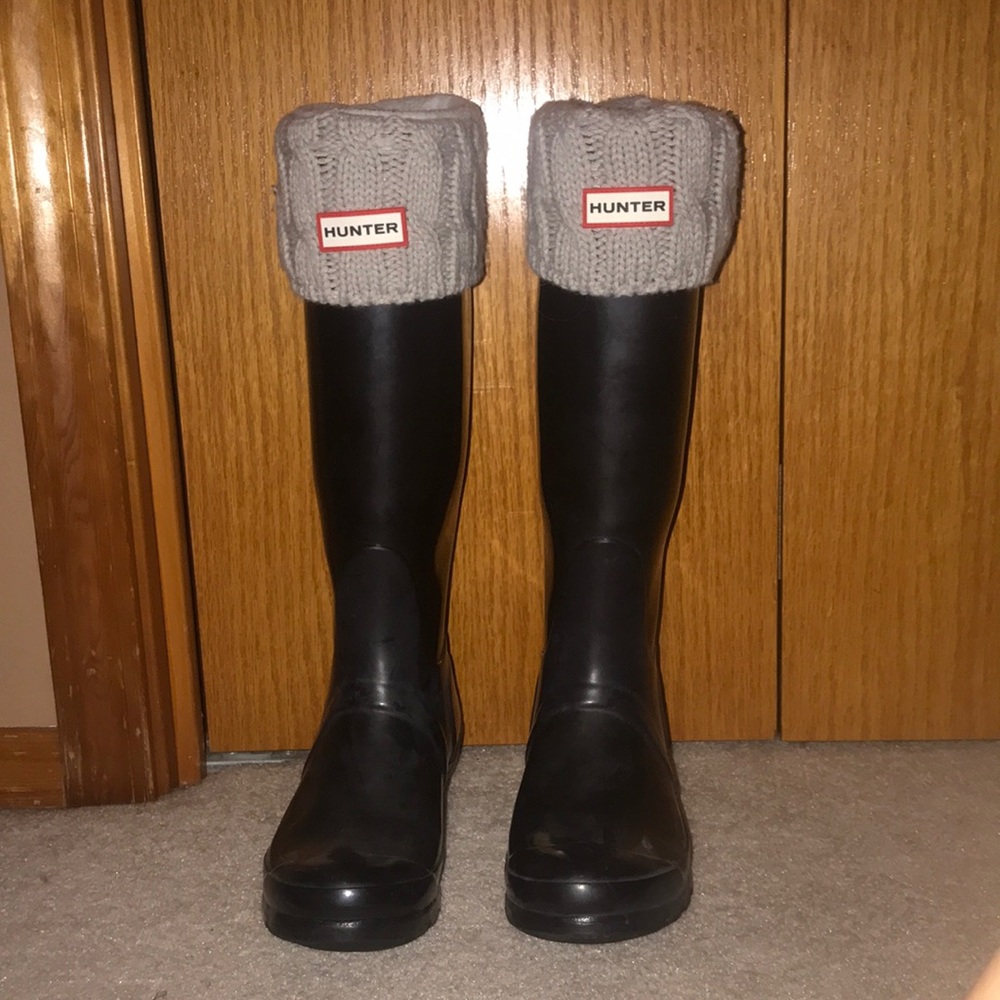 Black shiny hunter boots